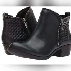 Lucky Brand Basel Boots Women's US 9 Black Leather Block Heel Booties